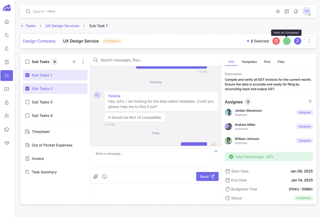 Turia task and team collaboration view